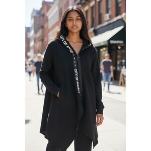 City of Angels Black Asymmetric Zip Up Hoodie Made in Italy